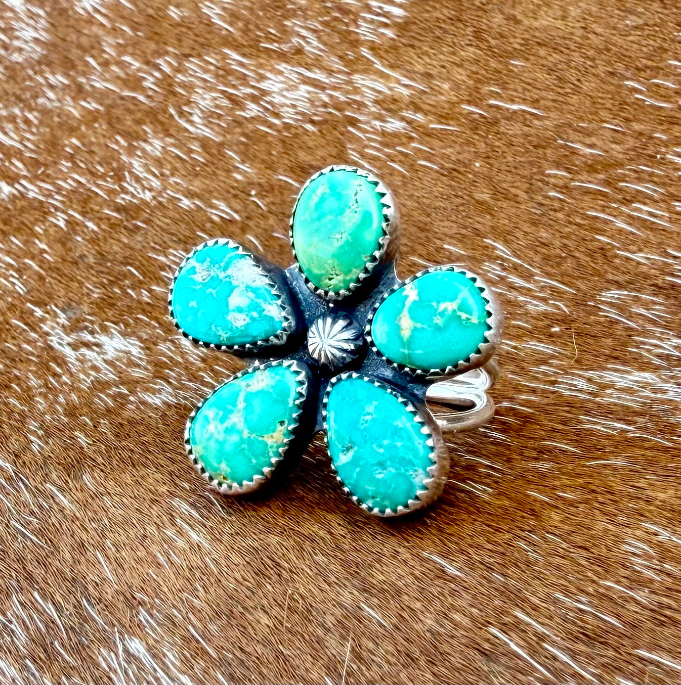 Multi Stone Sonoran Gold Turquoise Flower Ring