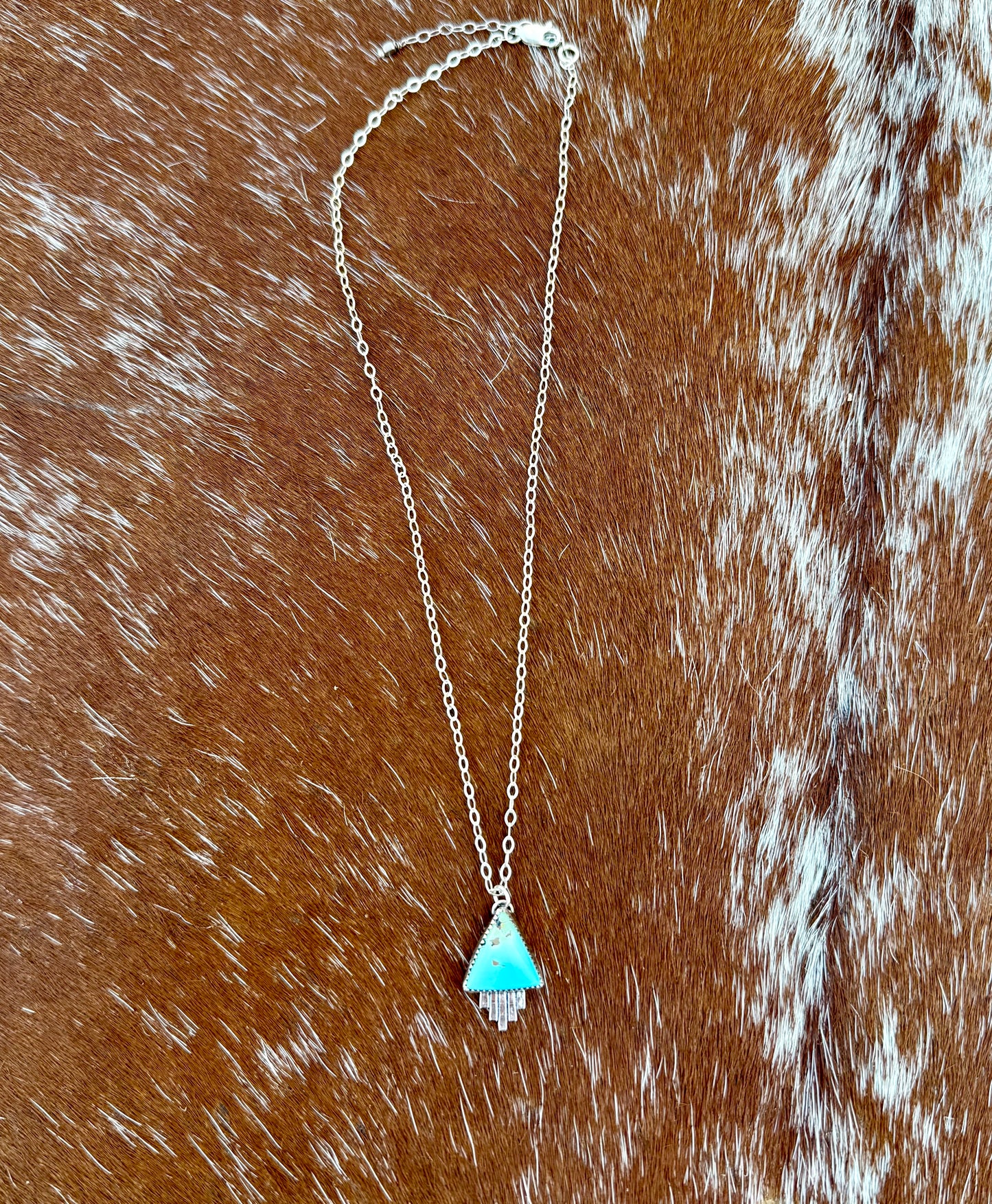 Blue Moon Turquoise Triangle pendant necklace with southwest flare