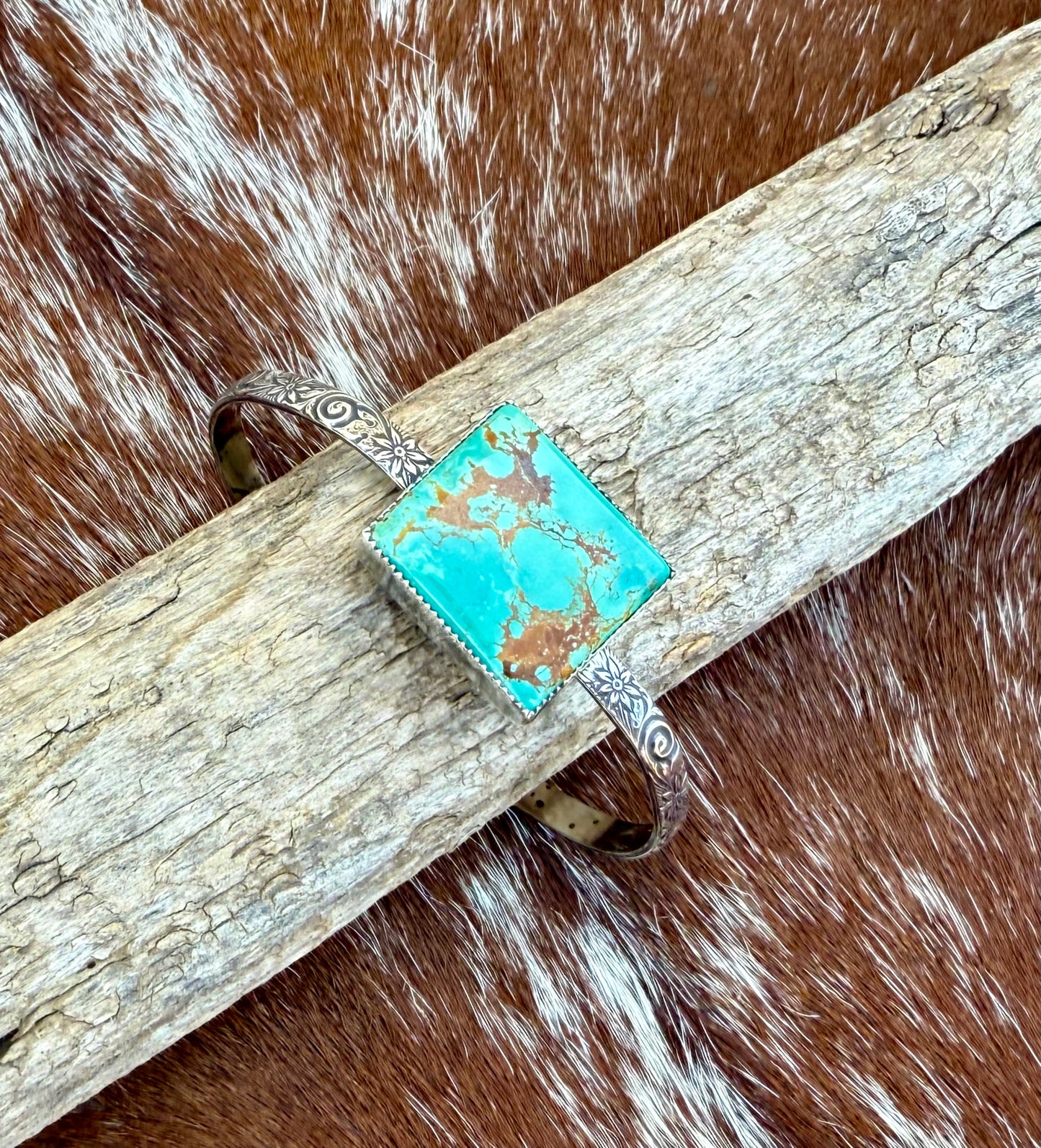 Royston Turquoise square Cuff Bracelet