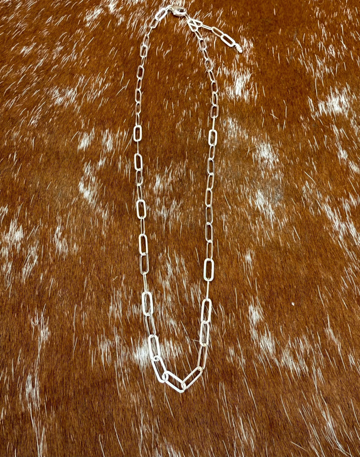 Sterling Silver decorative paperclip chain 17.5”