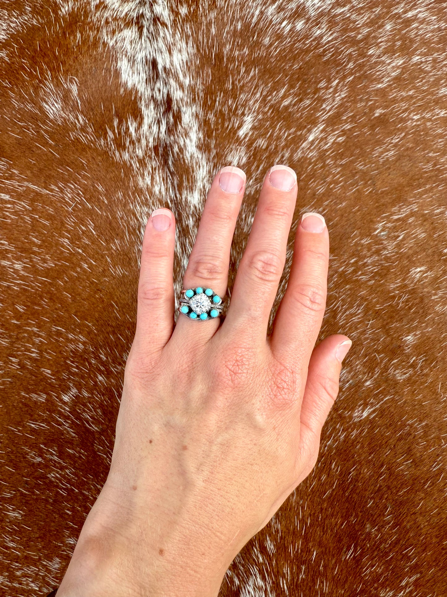 Kingman Turquoise Four Stone stacker ring