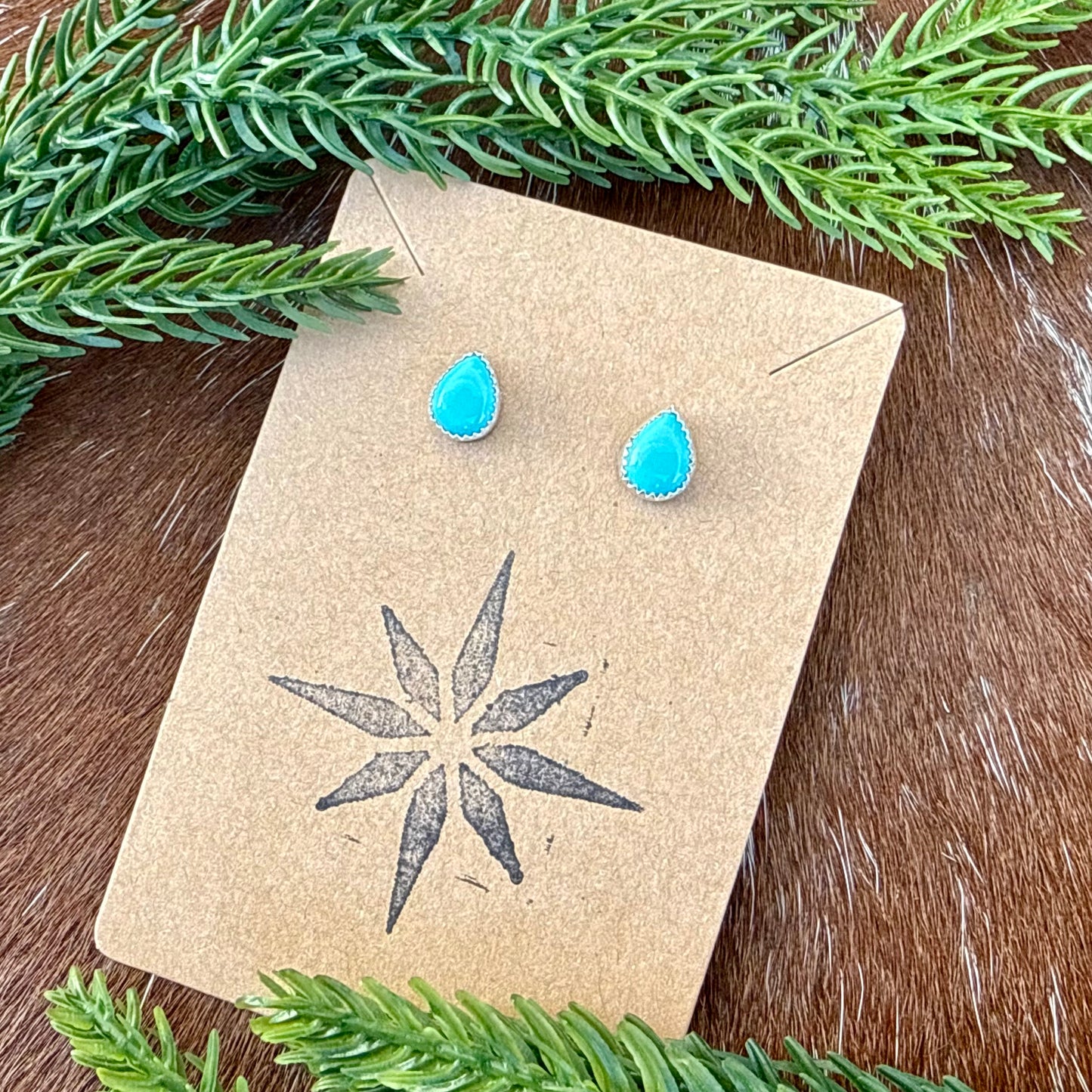 Kingman Turquoise teardrop stud earrings