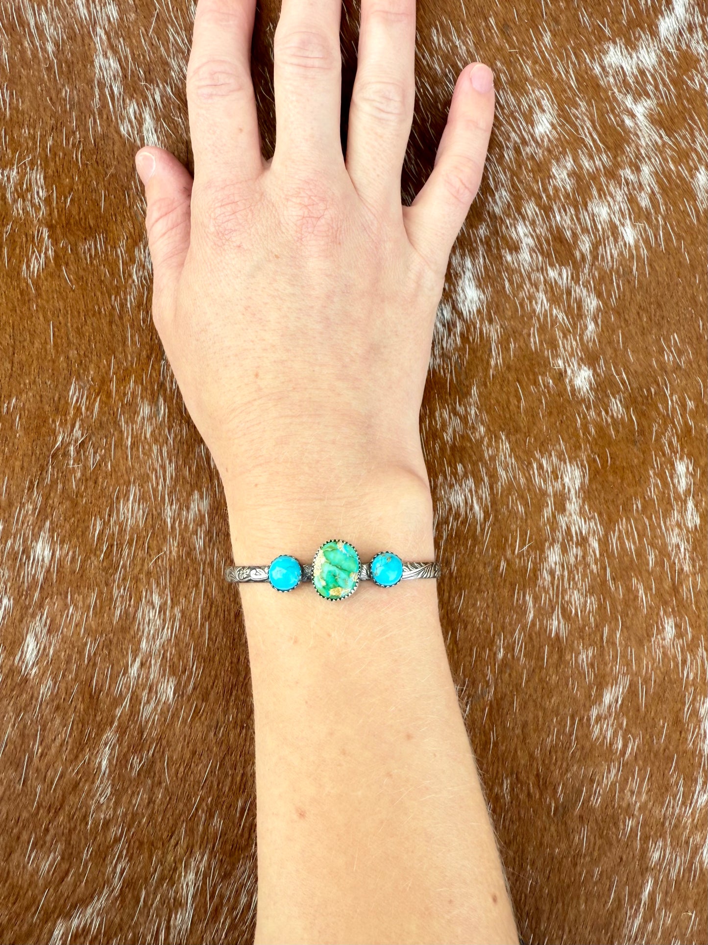 Sonoran Gold Turquoise and Kingman Turquoise cuff bracelet