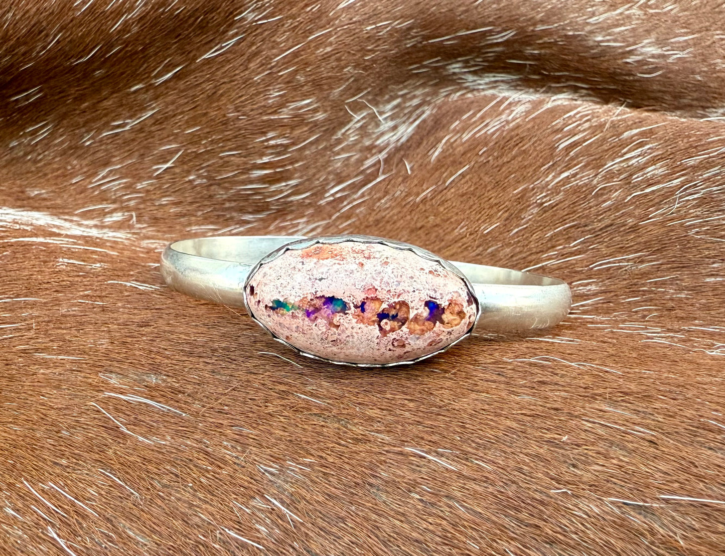 Mexican Fire Opal cuff bracelet