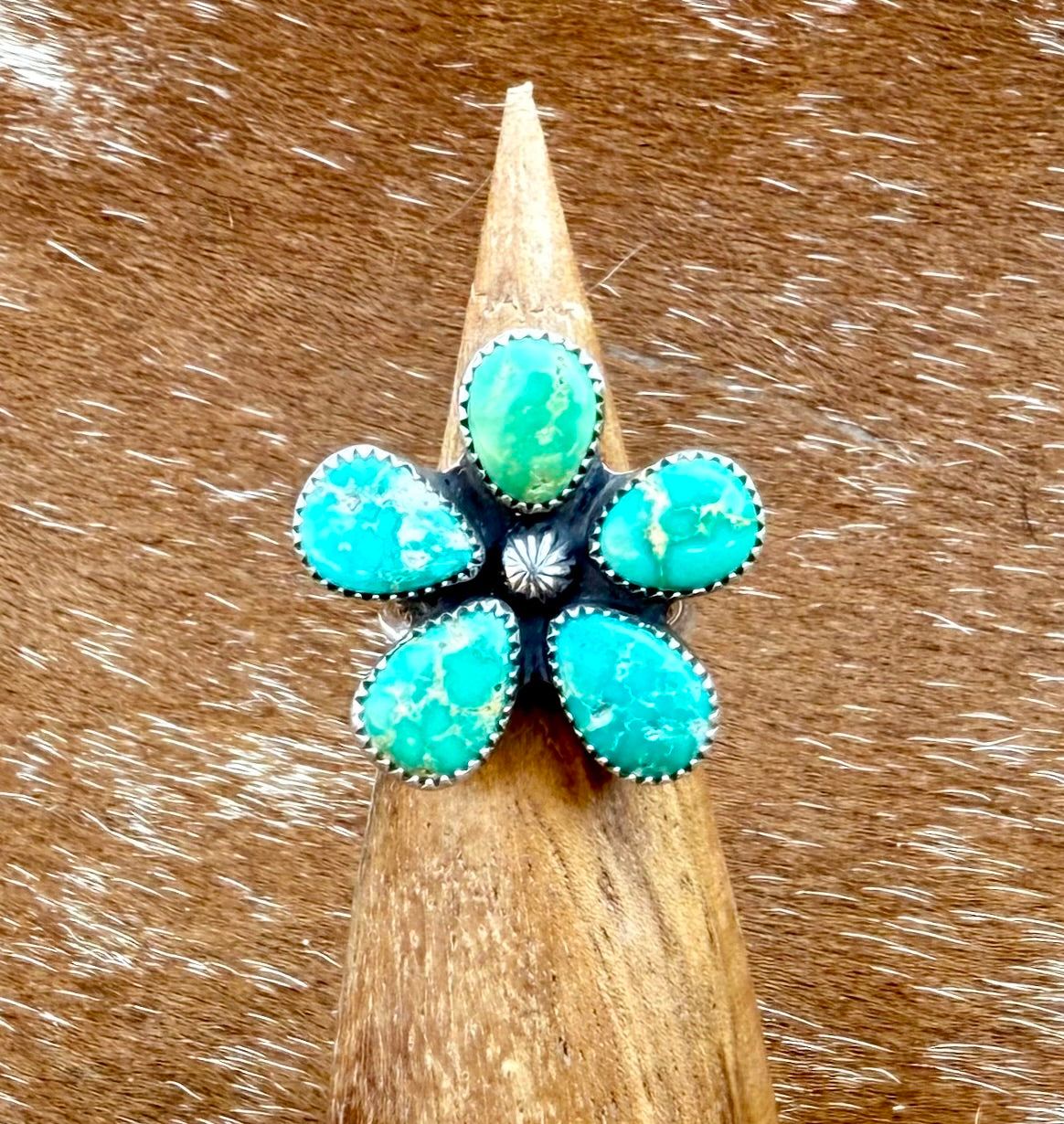 Multi Stone Sonoran Gold Turquoise Flower Ring