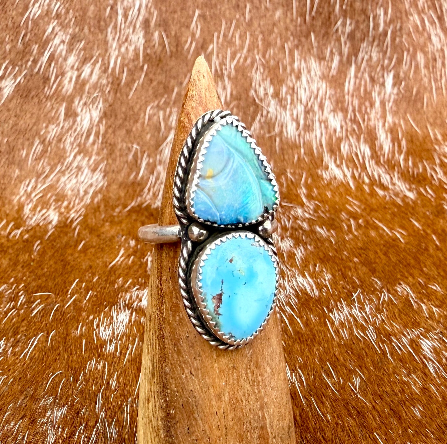 Australian Fine Opal & Golden Hills Turquoise ring