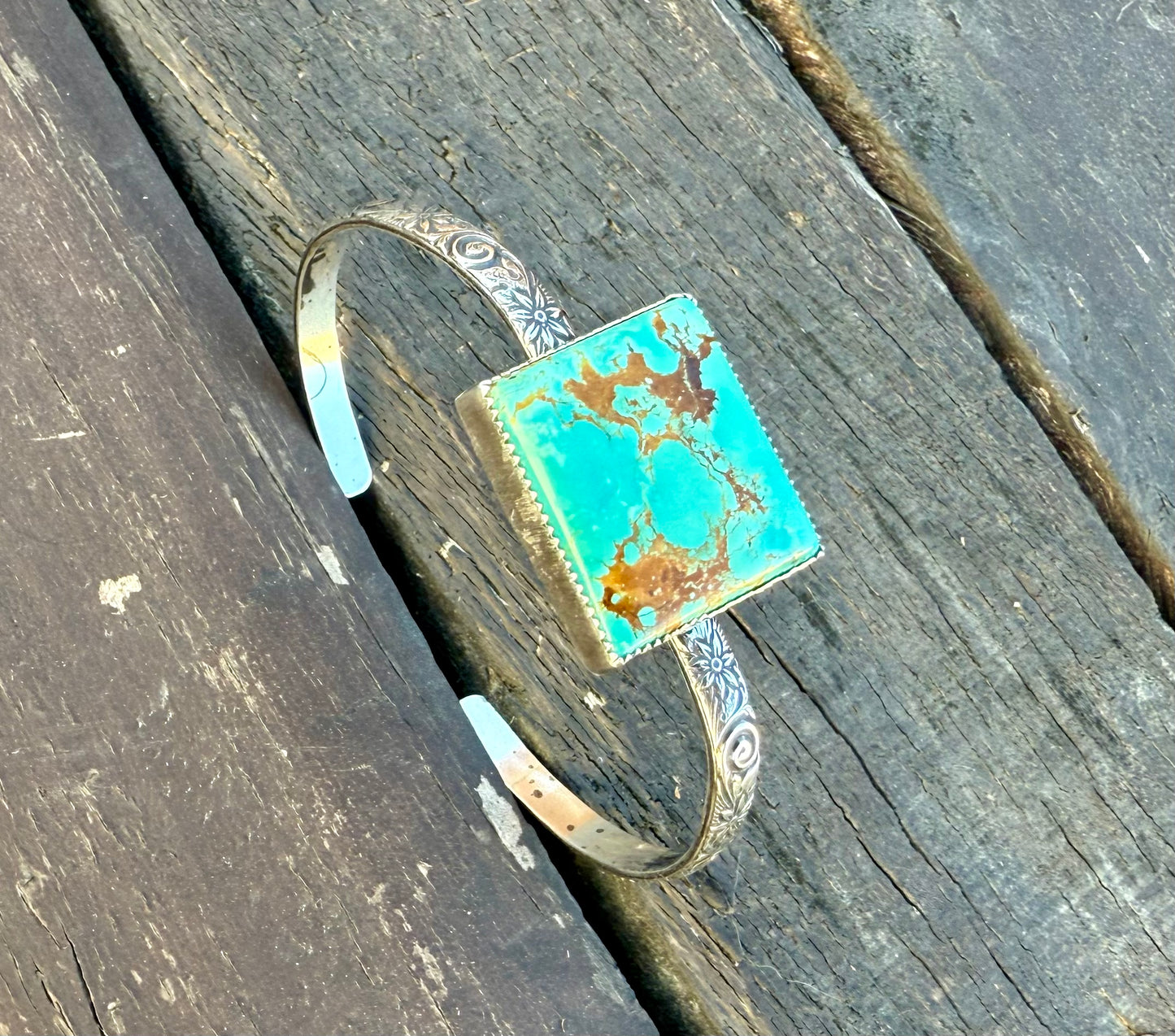 Royston Turquoise square Cuff Bracelet