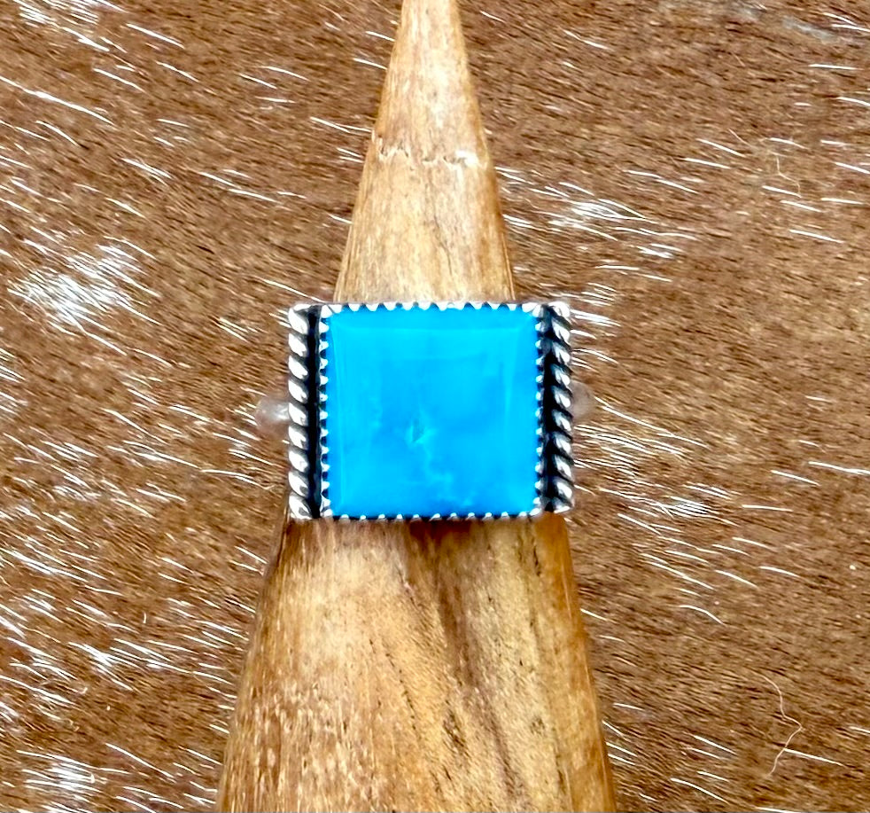 Vivid Blue Kingman Turquoise square ring