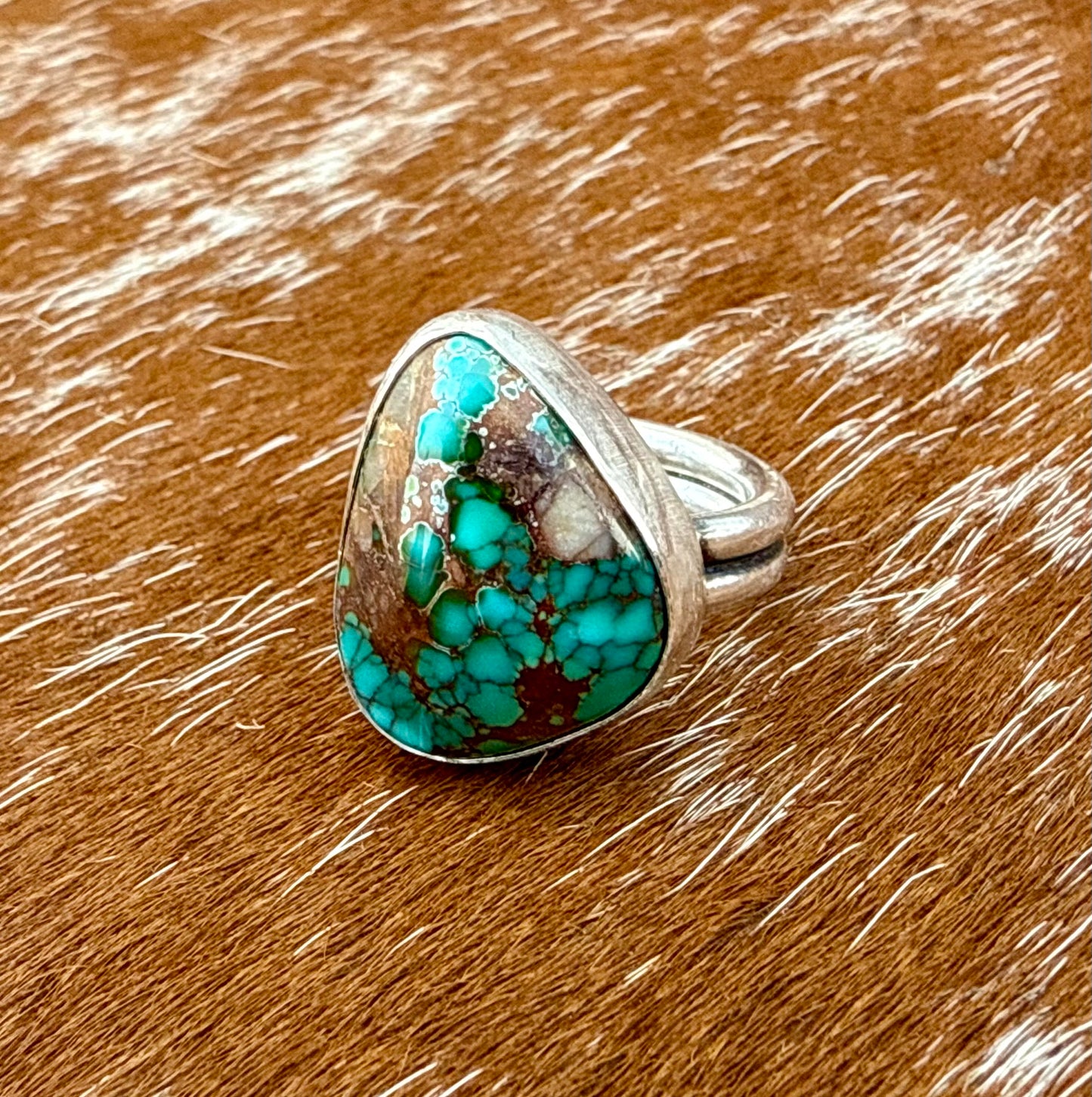 Pilot Mountain Turquoise double shank ring