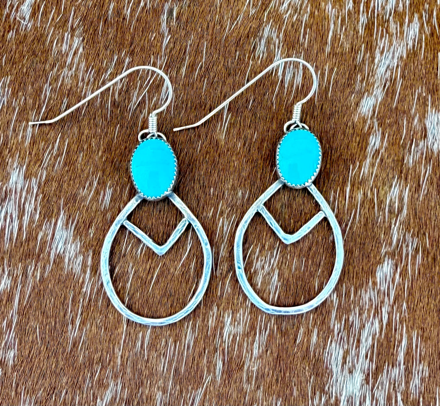 Egyptian Turquoise Dangle Hoop Earrings