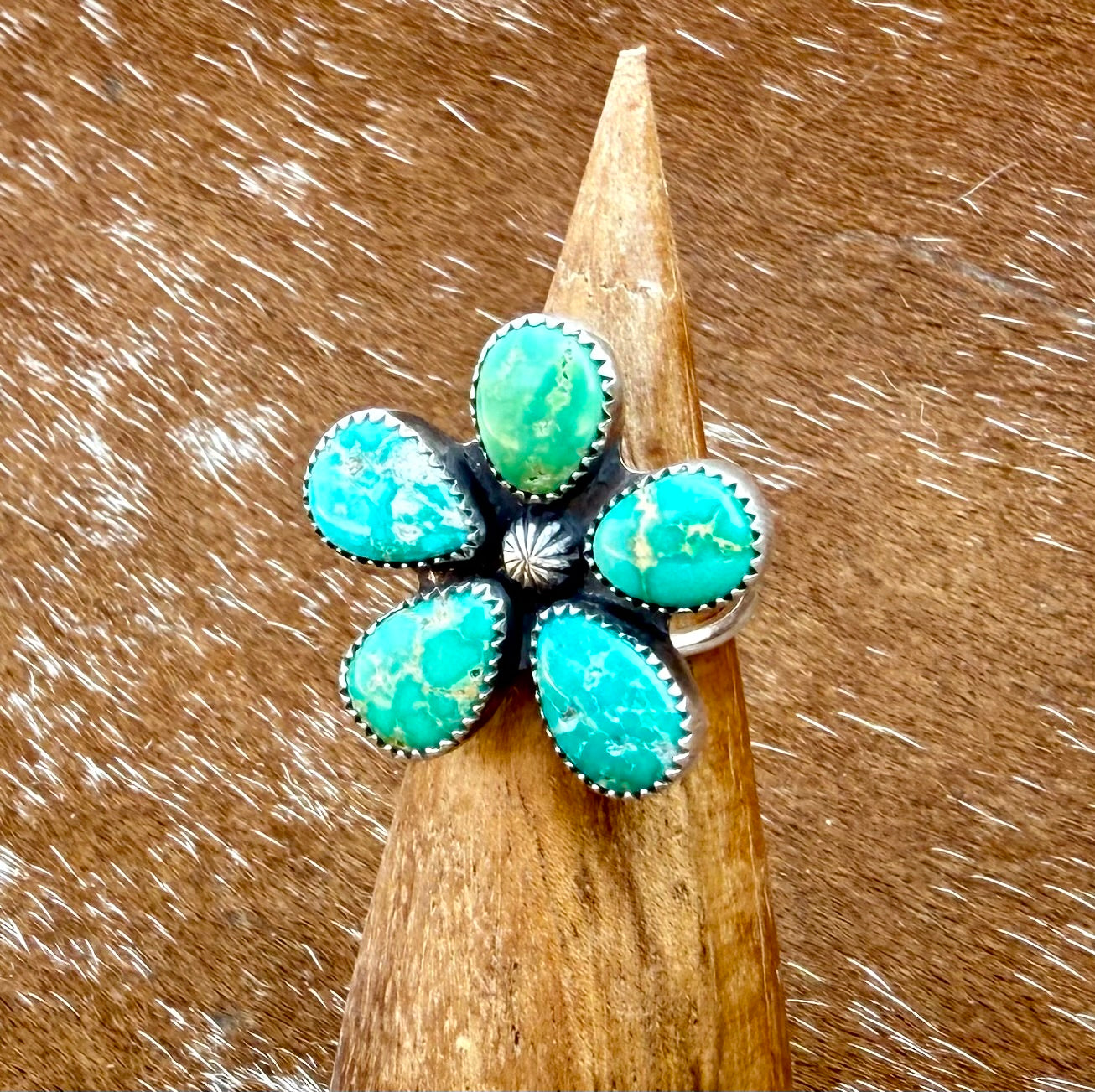 Multi Stone Sonoran Gold Turquoise Flower Ring