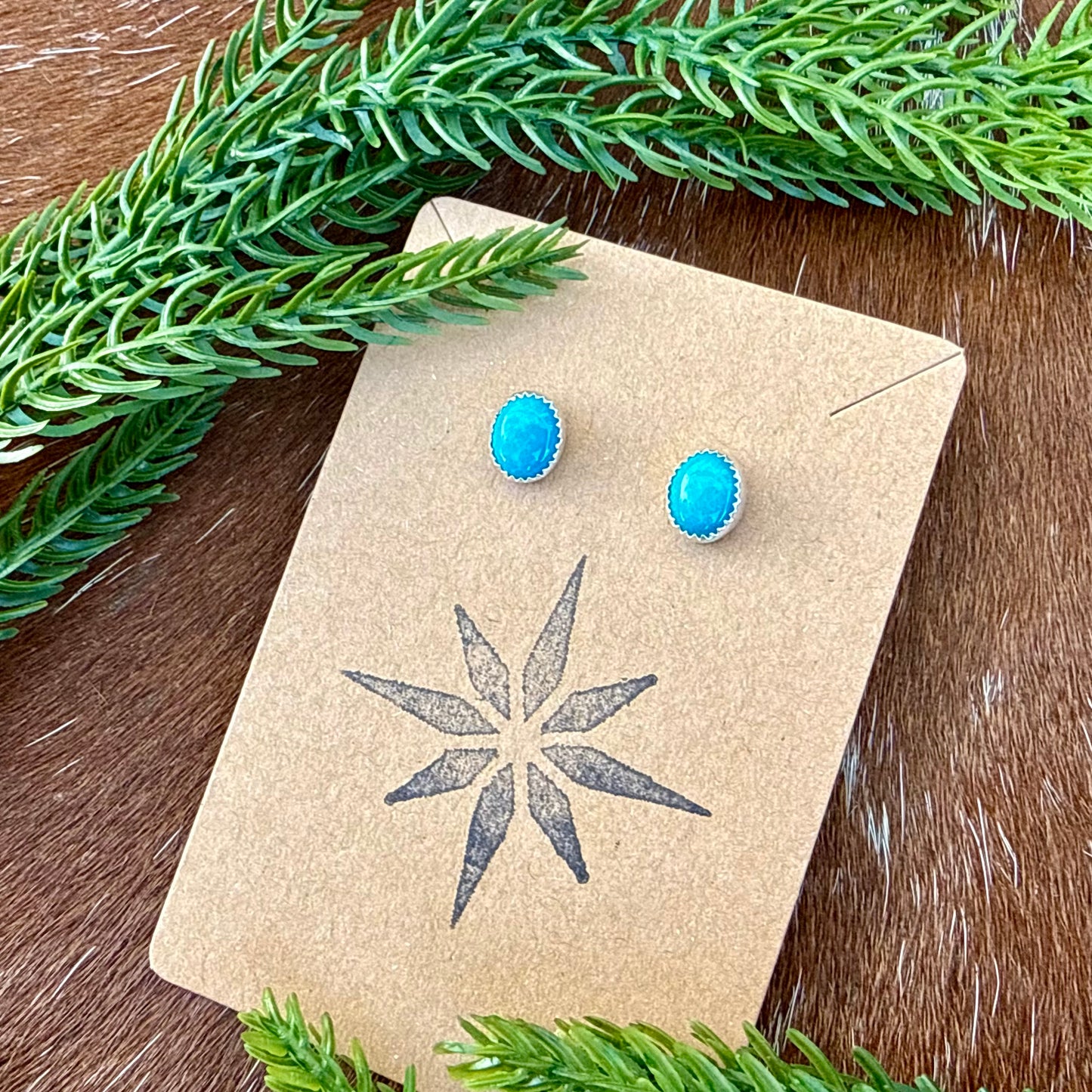 Kingman Turquoise oval stud earrings