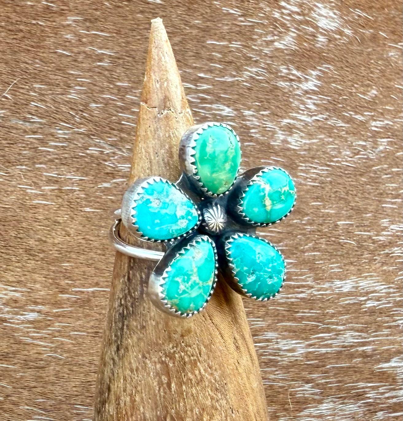 Multi Stone Sonoran Gold Turquoise Flower Ring