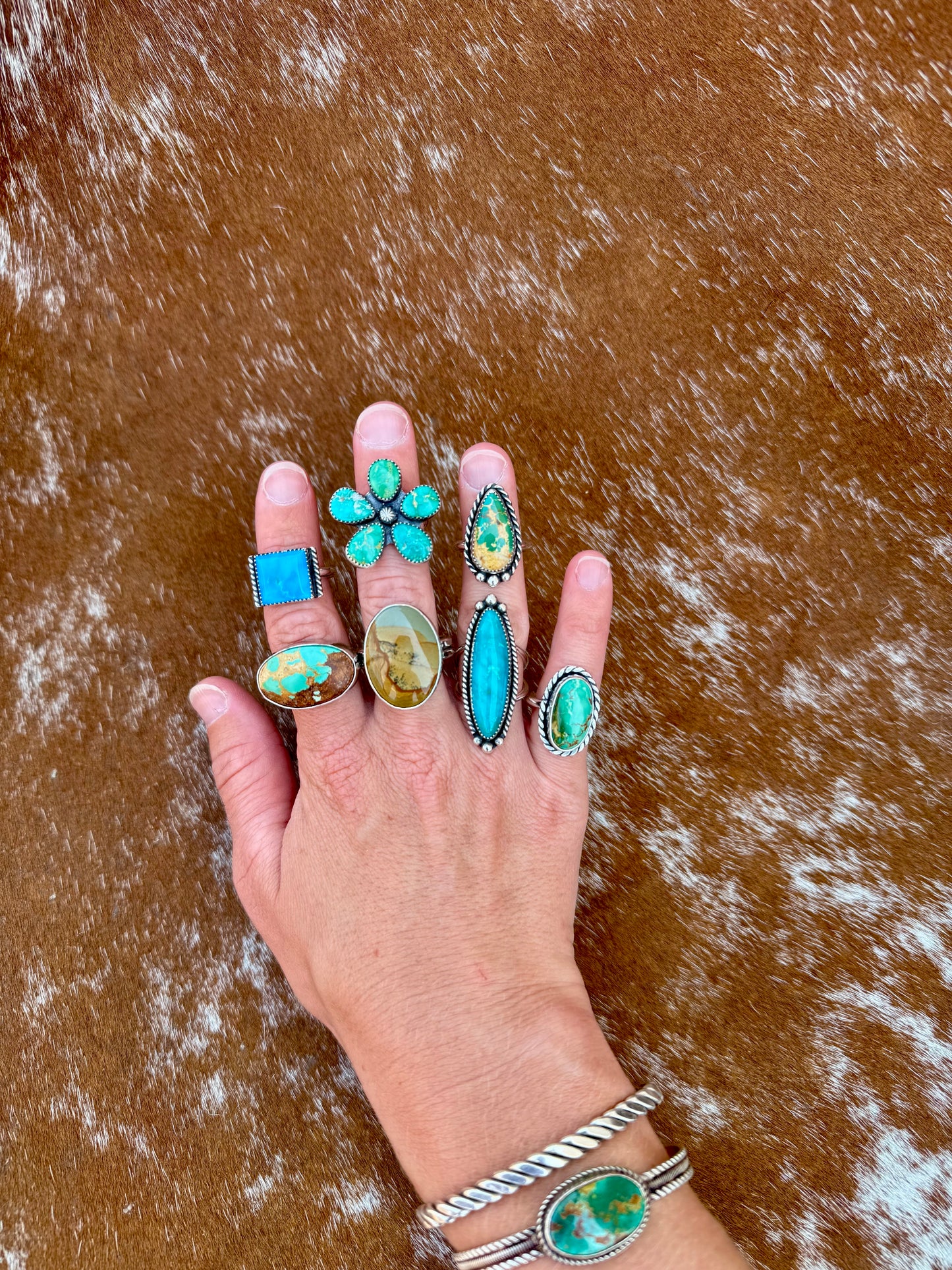 Multi Stone Sonoran Gold Turquoise Flower Ring
