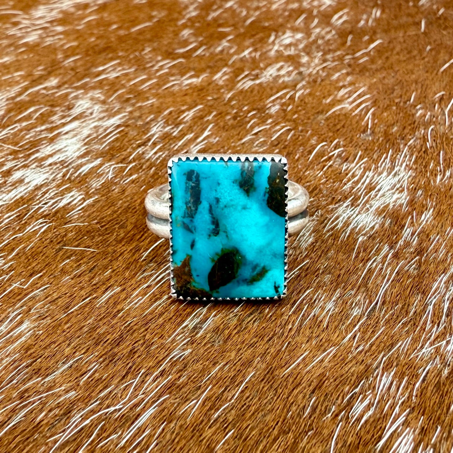 Sierra Nevada turquoise square double shank ring