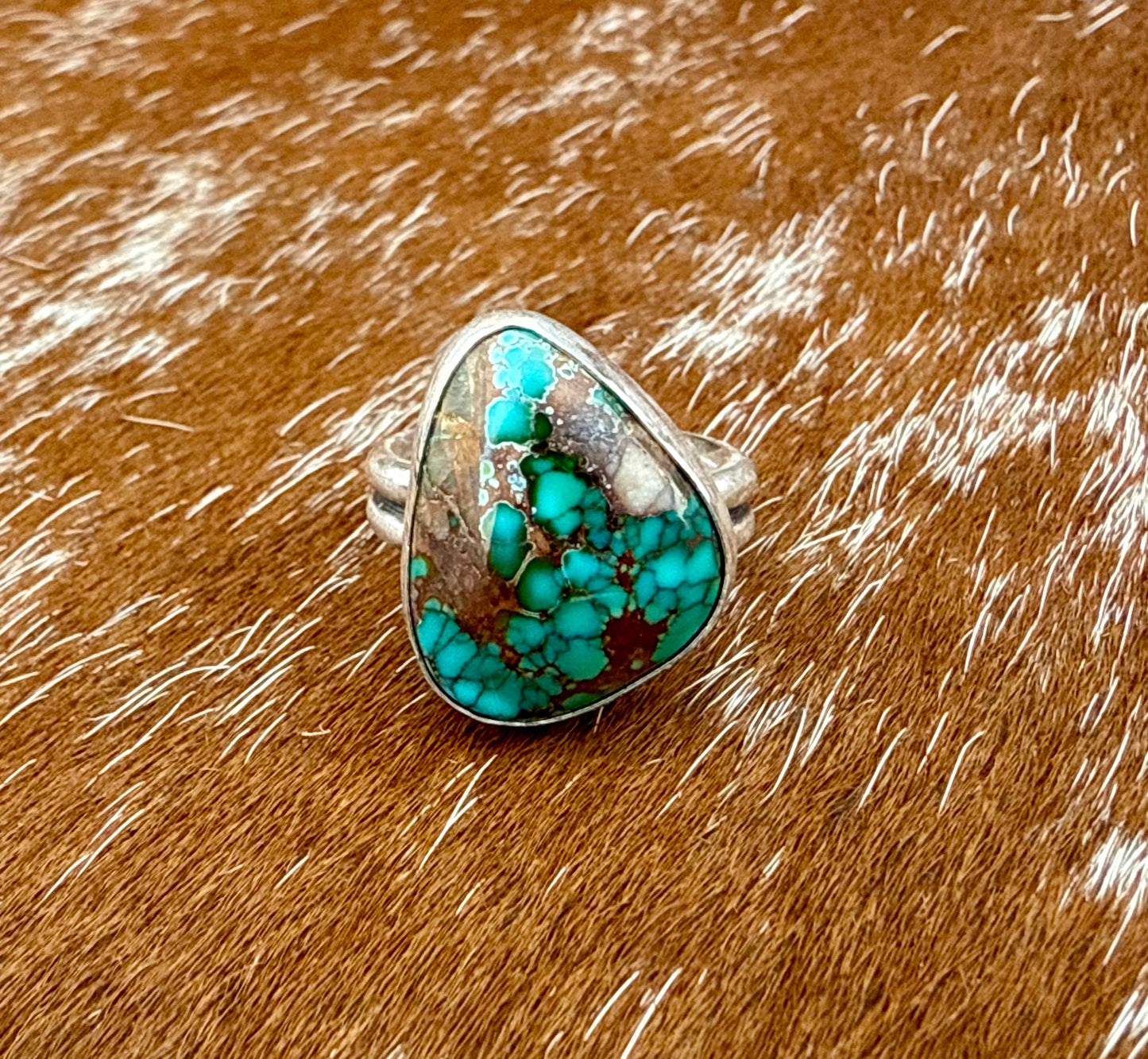 Pilot Mountain Turquoise double shank ring