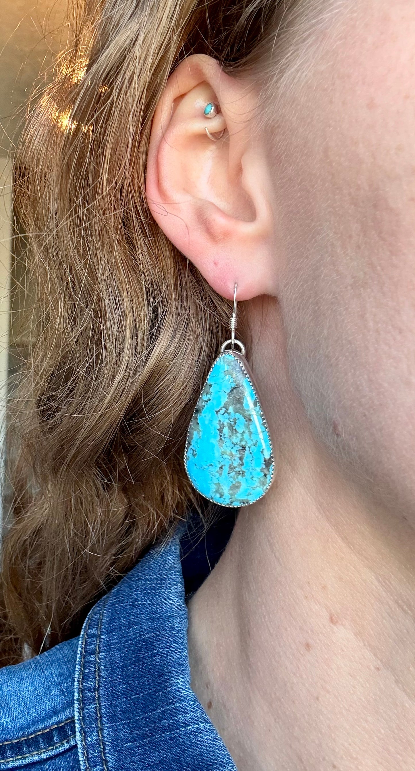 Kingman Turquoise teardrop dangle earrings