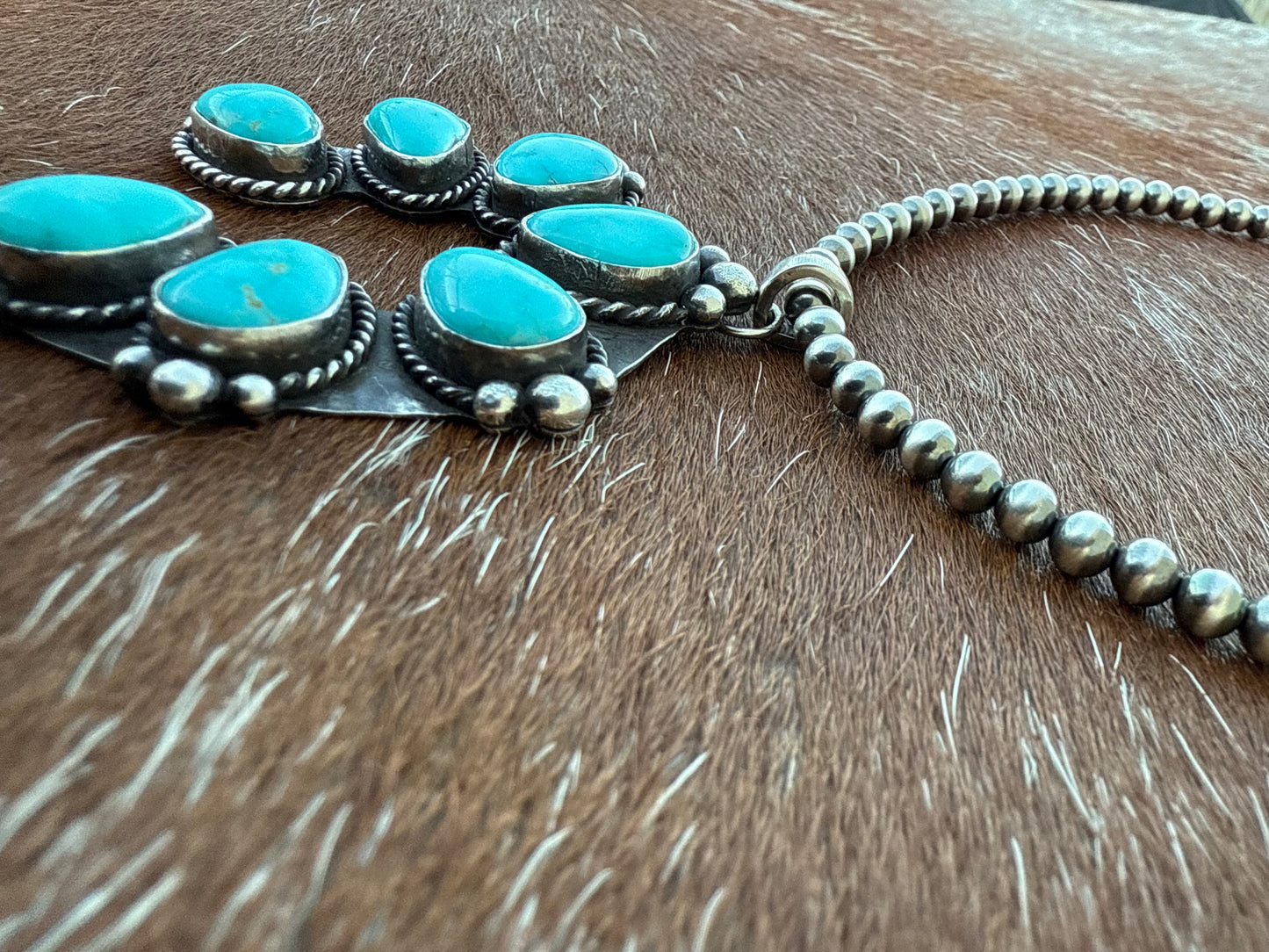 Blue Ridge Turquoise Squash Blossom Pendant Necklace
