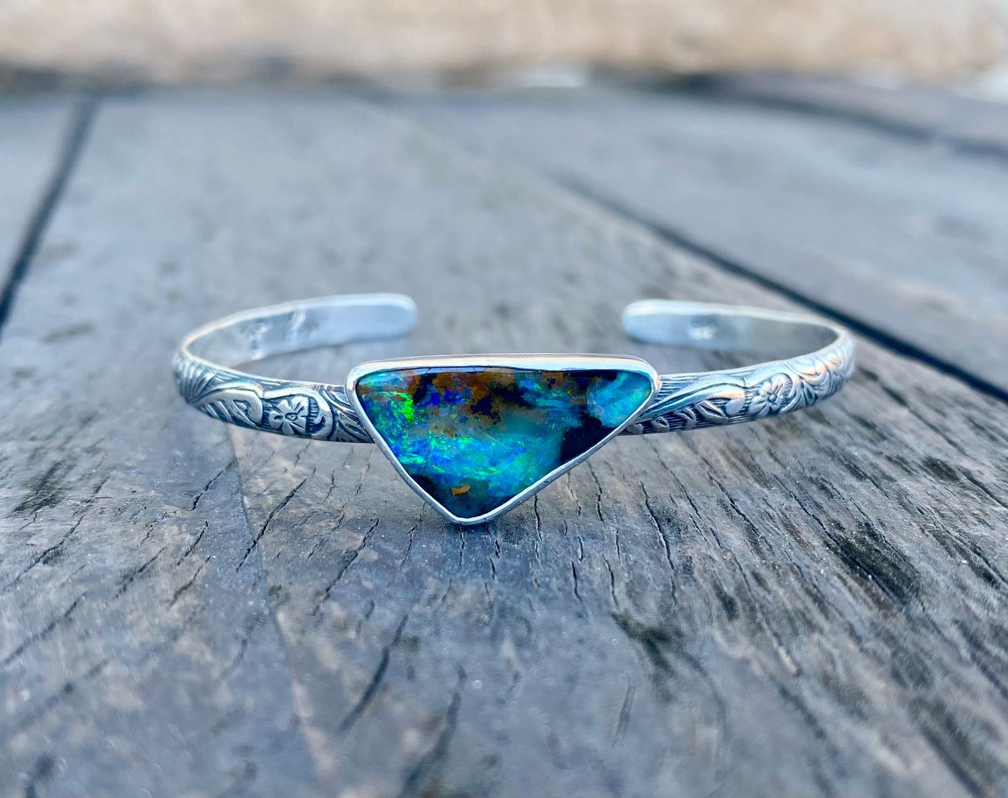 Australian Boulder Opal Arrow Cuff Bracelet