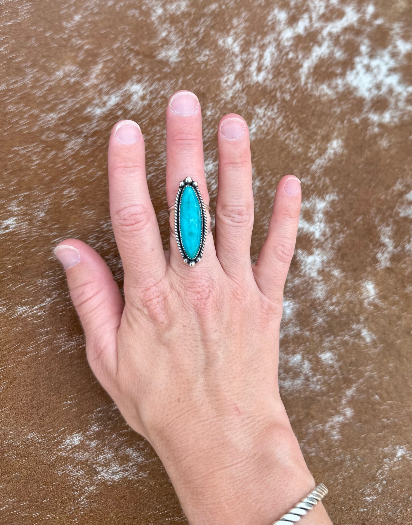 Bright Blue Kingman Turquoise split shank ring