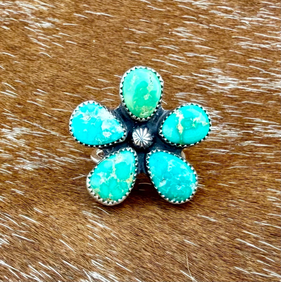 Multi Stone Sonoran Gold Turquoise Flower Ring