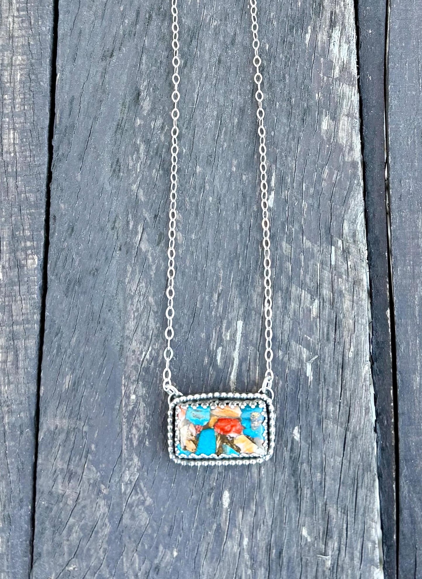 Kingman Turquoise Composite Bar Necklace