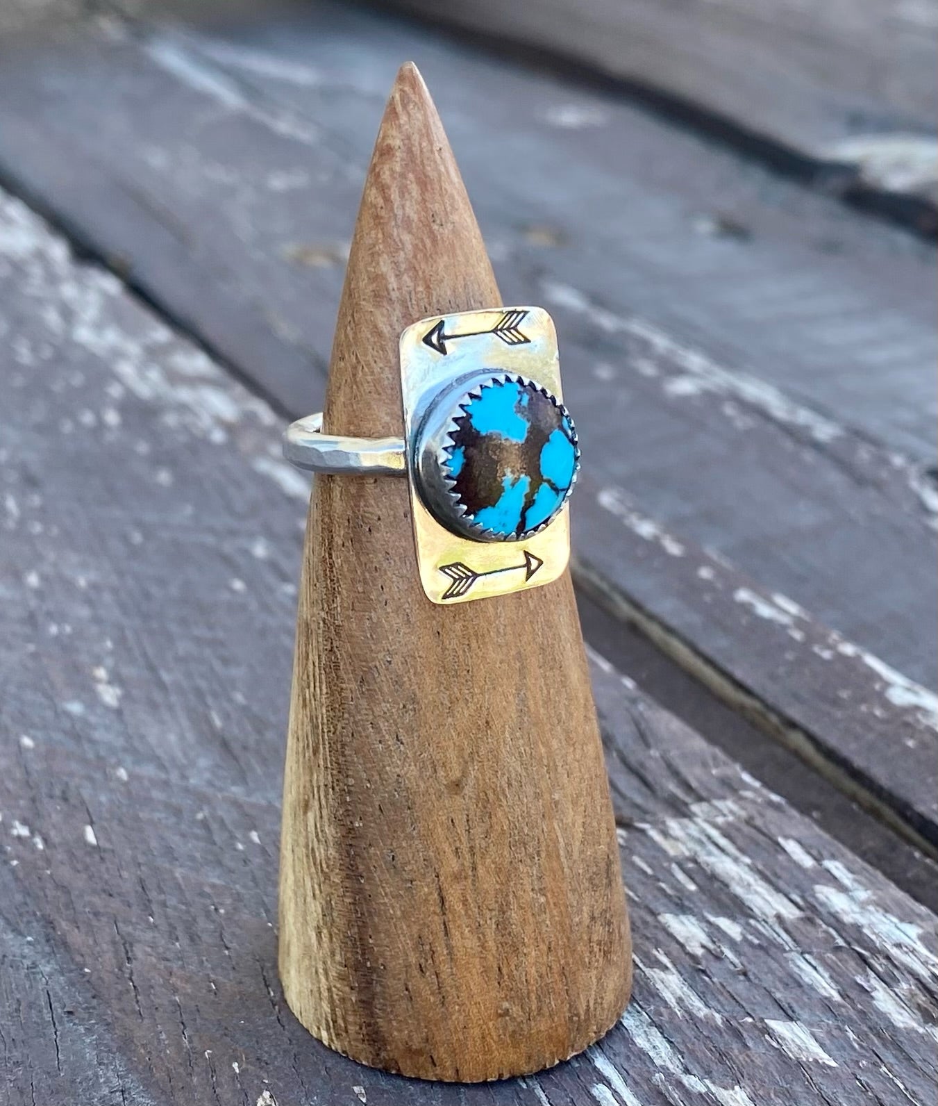 Egyptian Turquoise Arrow Stamped Ring