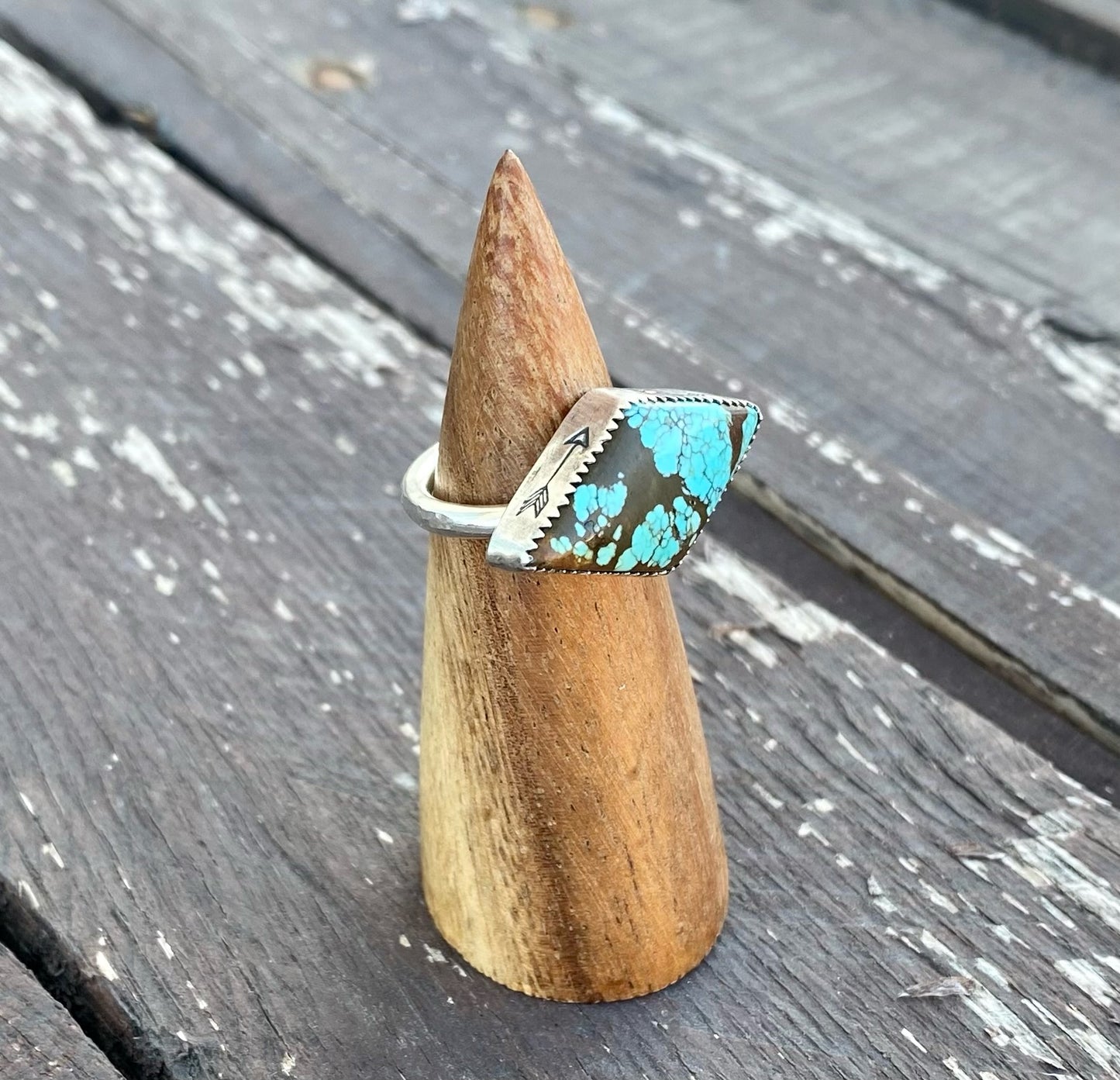 Turquoise #8 Stamped Arrow Ring