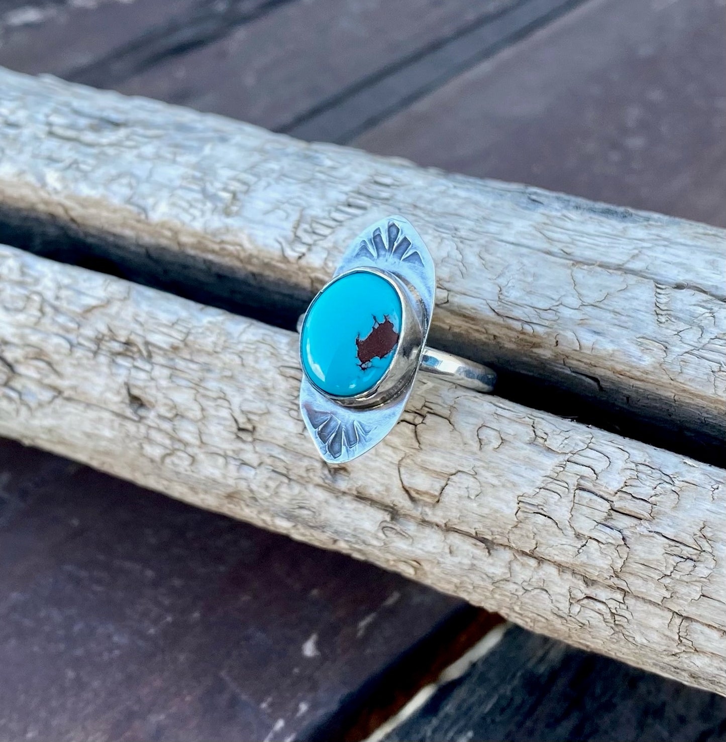 Egyptian Turquoise Stamped Ring