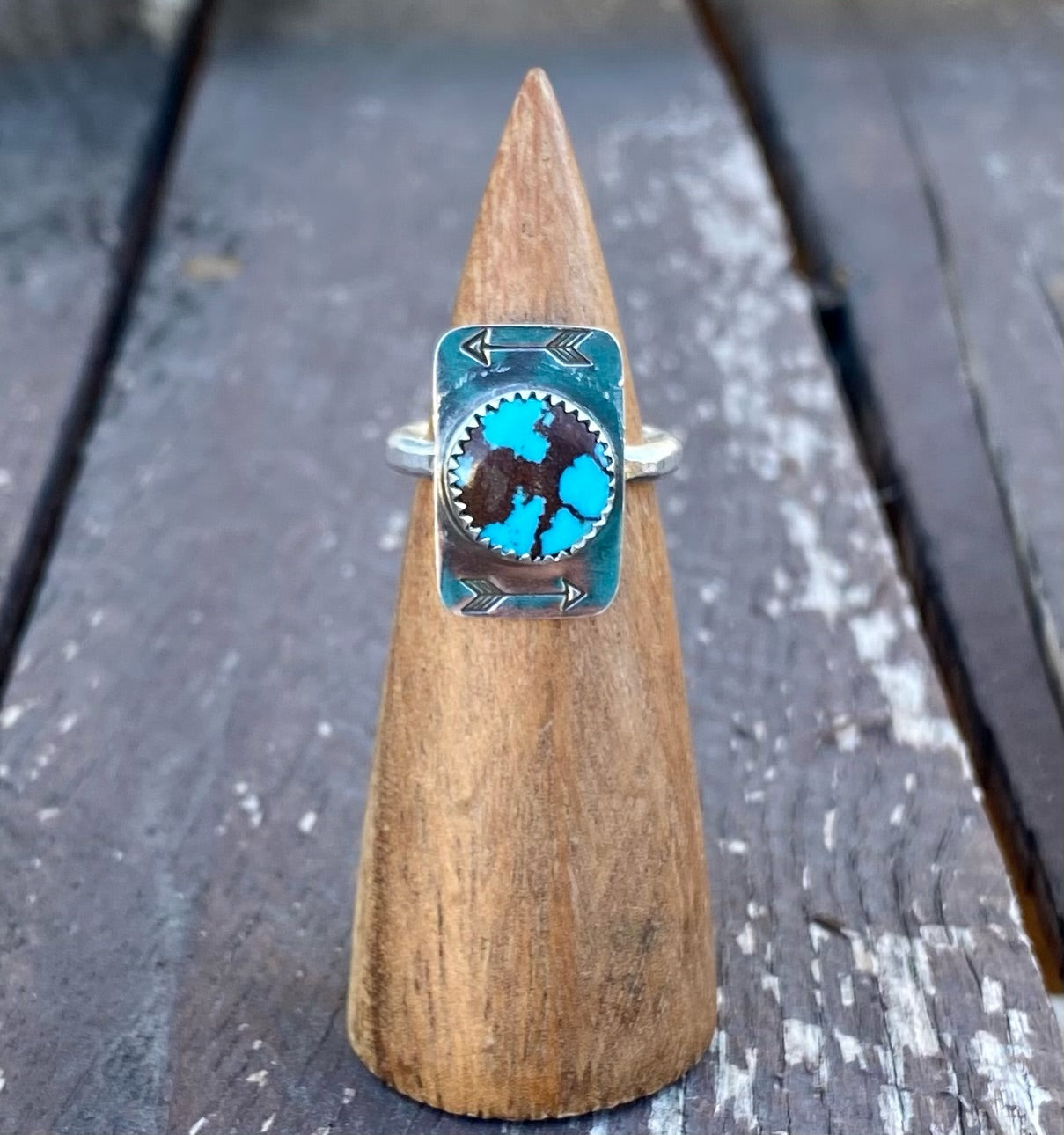 Egyptian Turquoise Arrow Stamped Ring