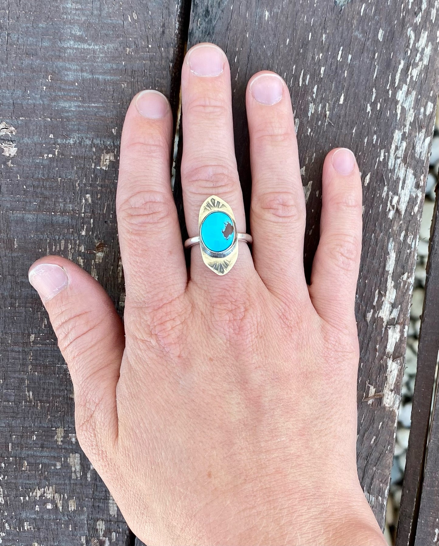 Egyptian Turquoise Stamped Ring