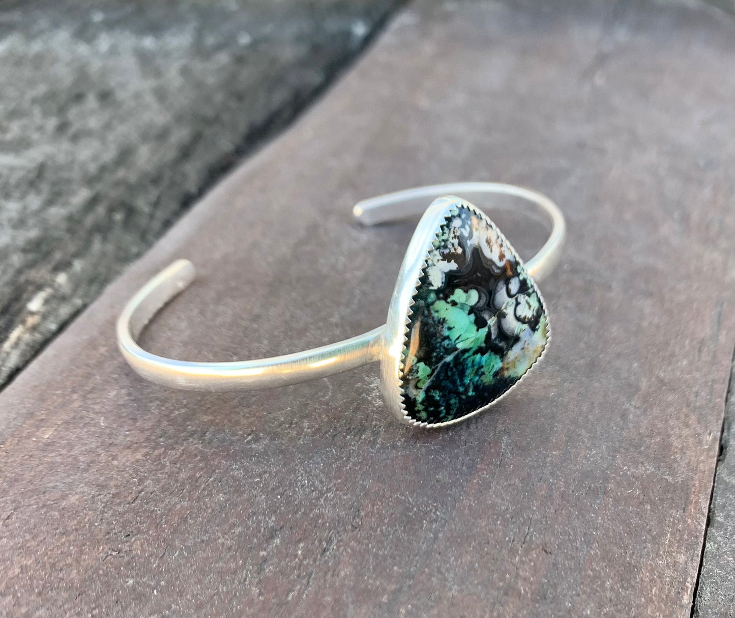 Blue Opalized Wood Cuff Bracelet