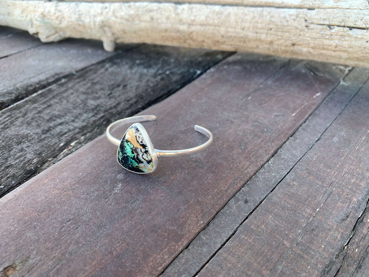 Blue Opalized Wood Cuff Bracelet