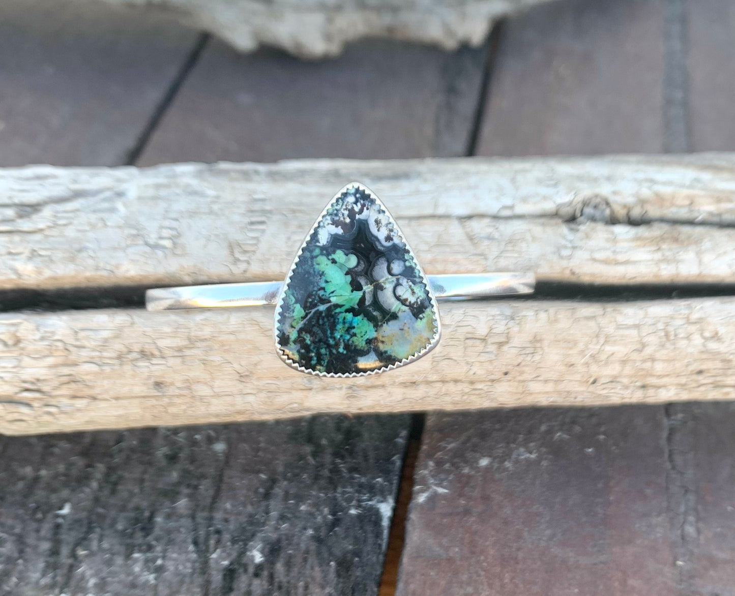 Blue Opalized Wood Cuff Bracelet