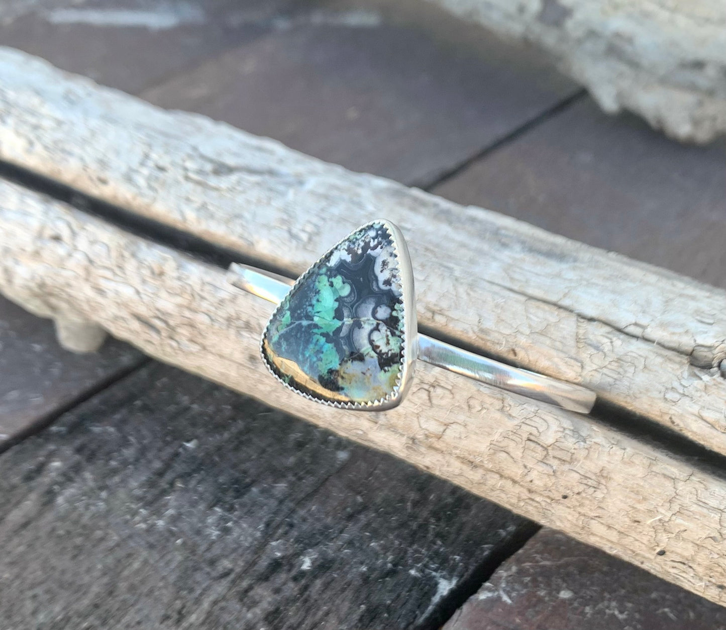 Blue Opalized Wood Cuff Bracelet