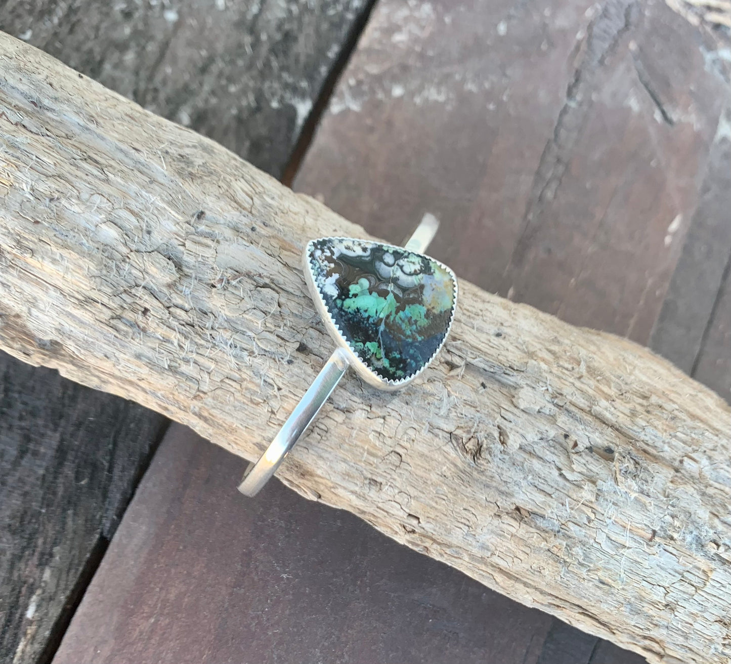 Blue Opalized Wood Cuff Bracelet