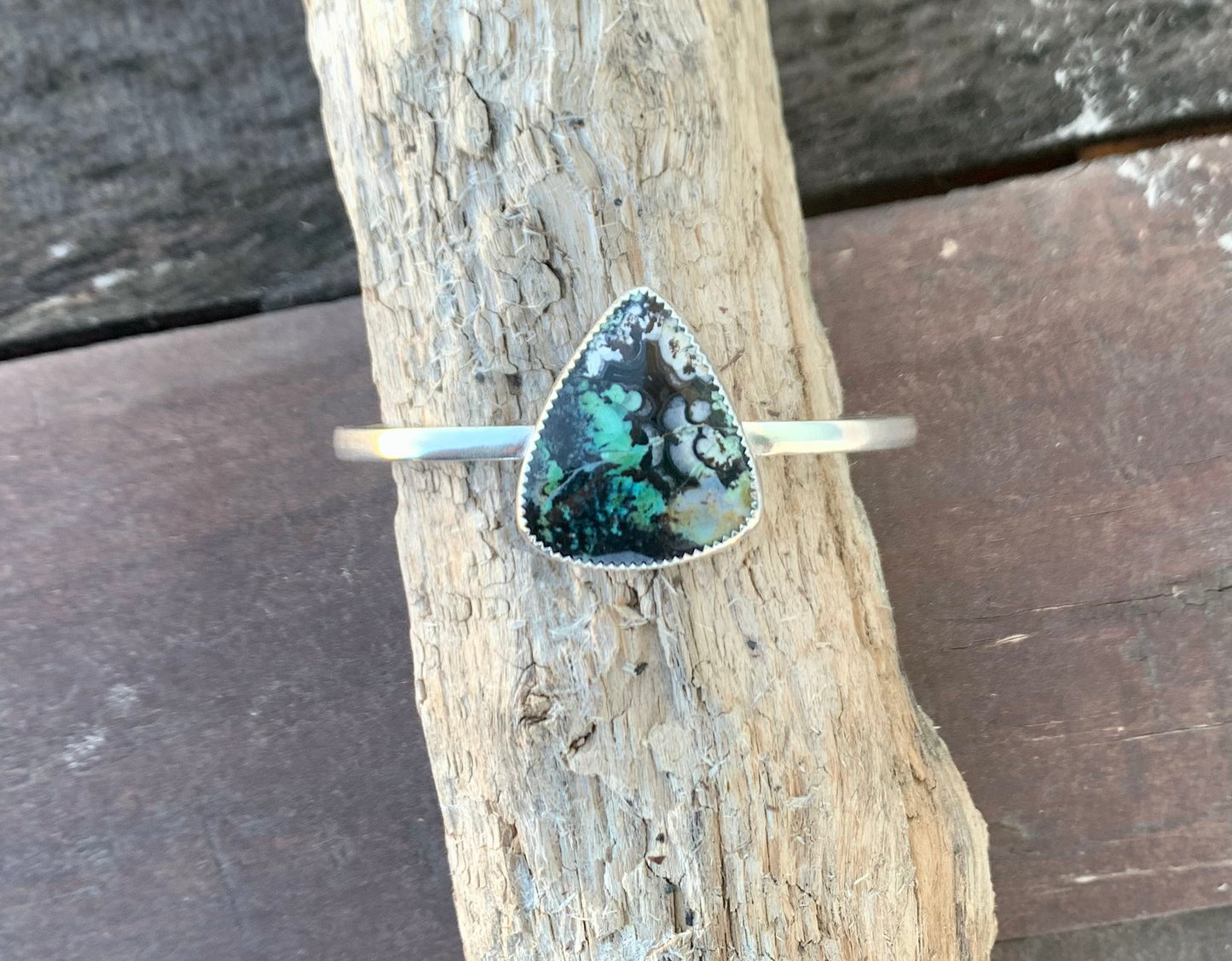Blue Opalized Wood Cuff Bracelet