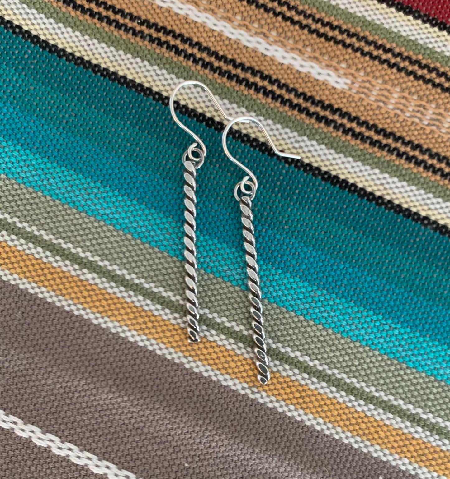 Twisted Silver Wire Dangle Earrings