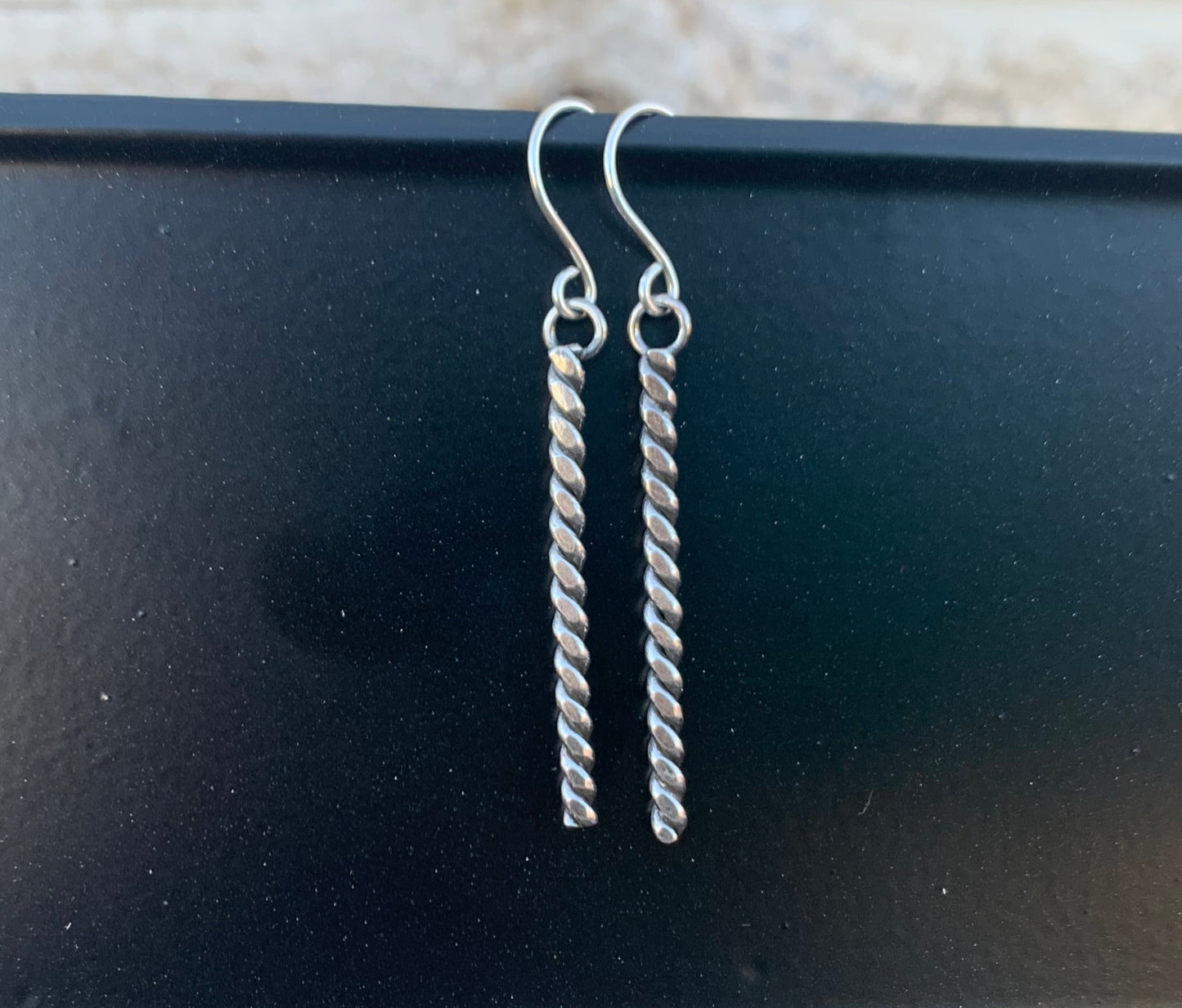 Twisted Silver Wire Dangle Earrings