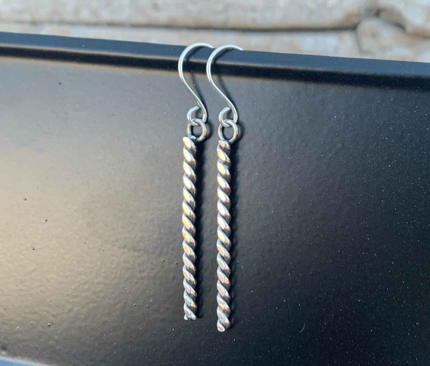 Twisted Silver Wire Dangle Earrings