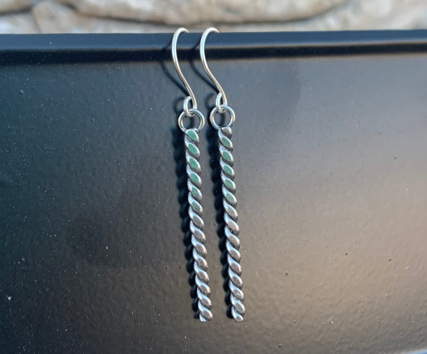 Twisted Silver Wire Dangle Earrings