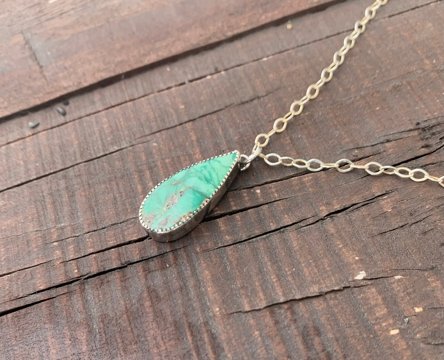 Broken Arrow Variscite Teardrop Necklace