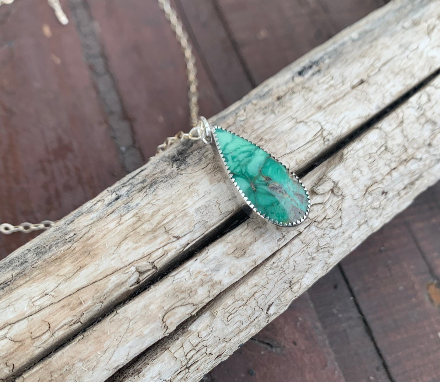 Broken Arrow Variscite Teardrop Necklace