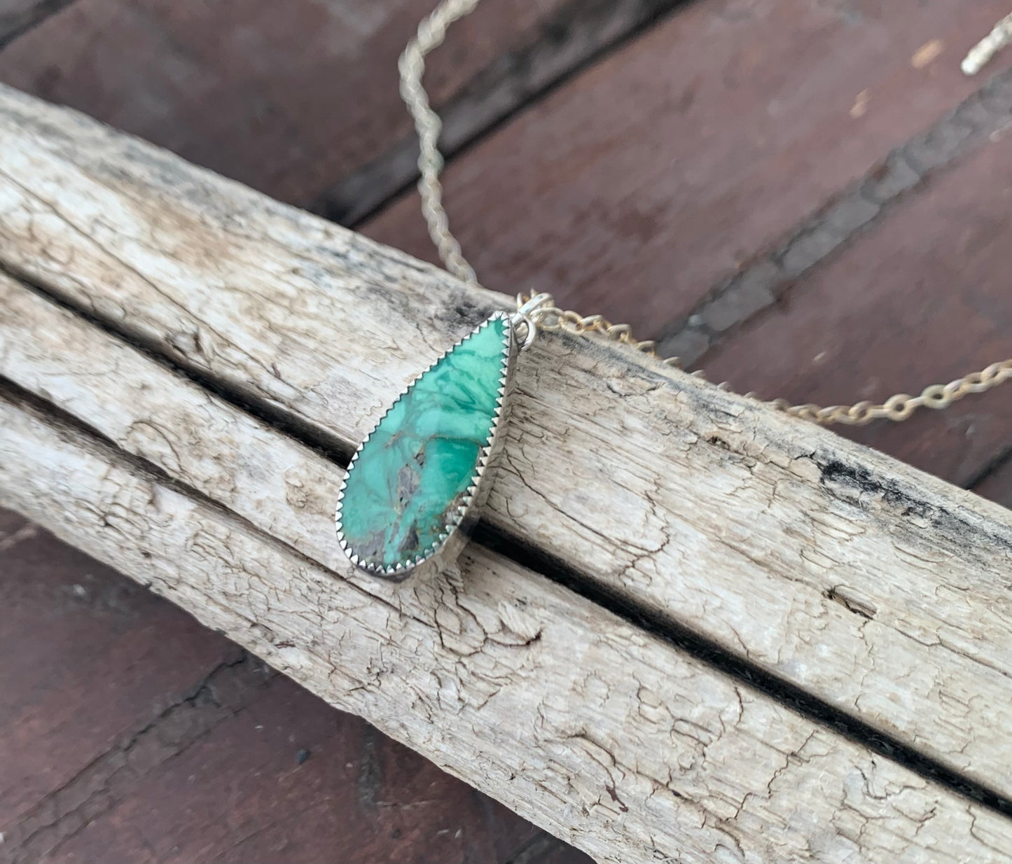Broken Arrow Variscite Teardrop Necklace