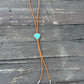 Kingman Golden Web Turquoise Bolo Tie with Golden Leather Cord