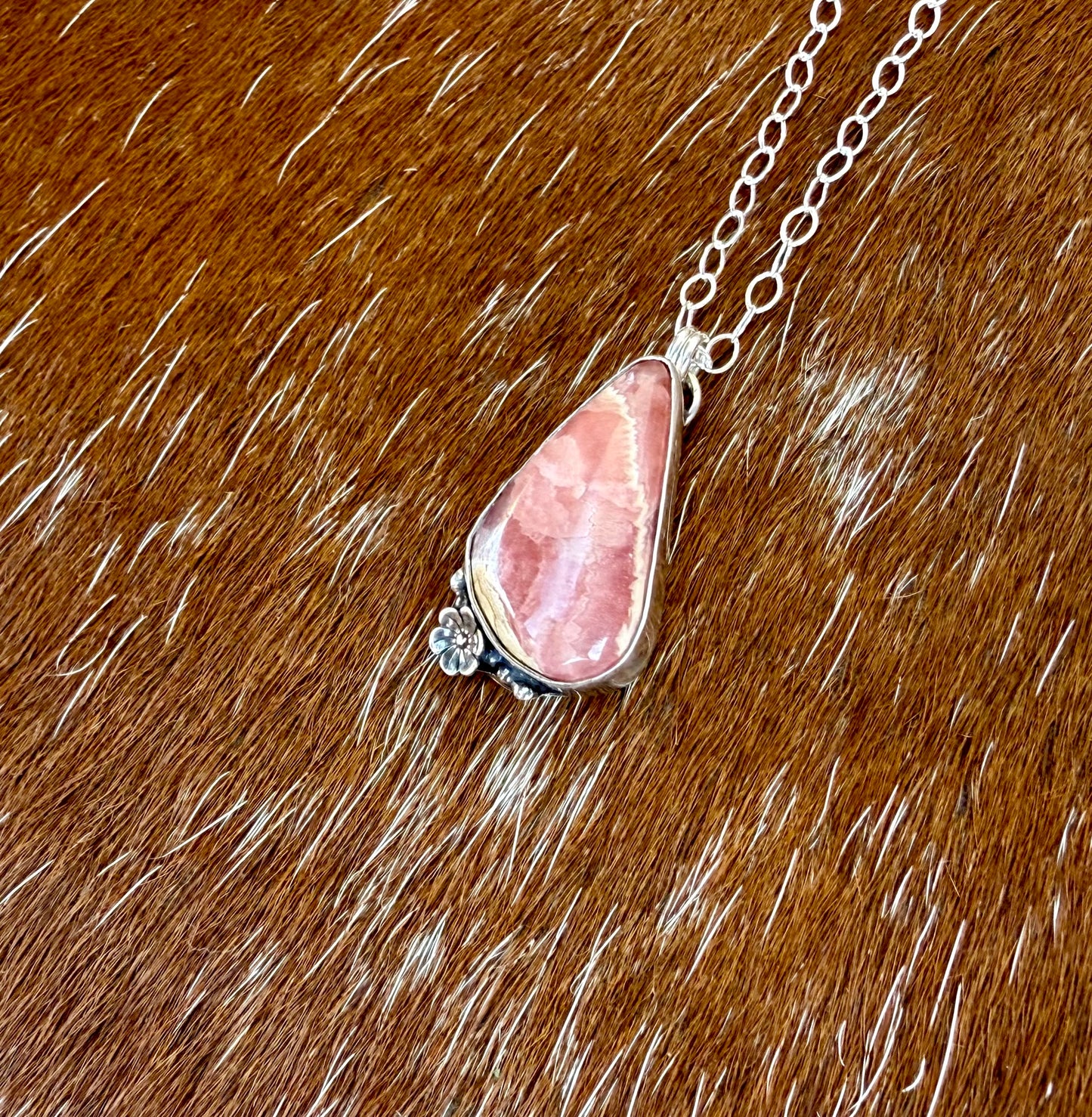 Rhodochrosite Flower Necklace