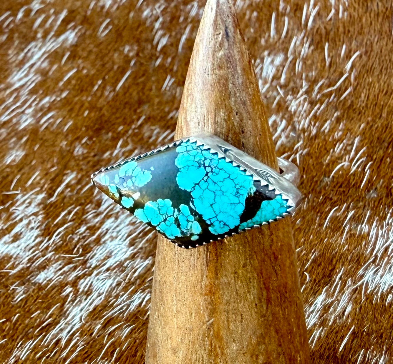 Turquoise #8 Stamped Arrow Ring