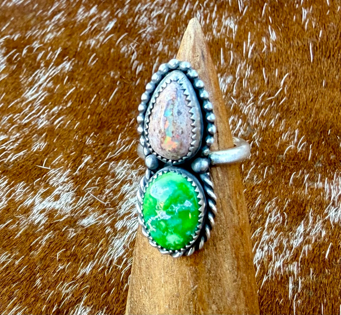 Sonoran Gold Turquoise & Mexican Fire Opal Double Stone Necklace