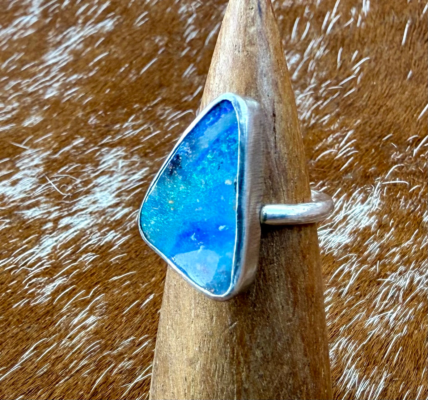 Fine Australian Boulder Opal Ring