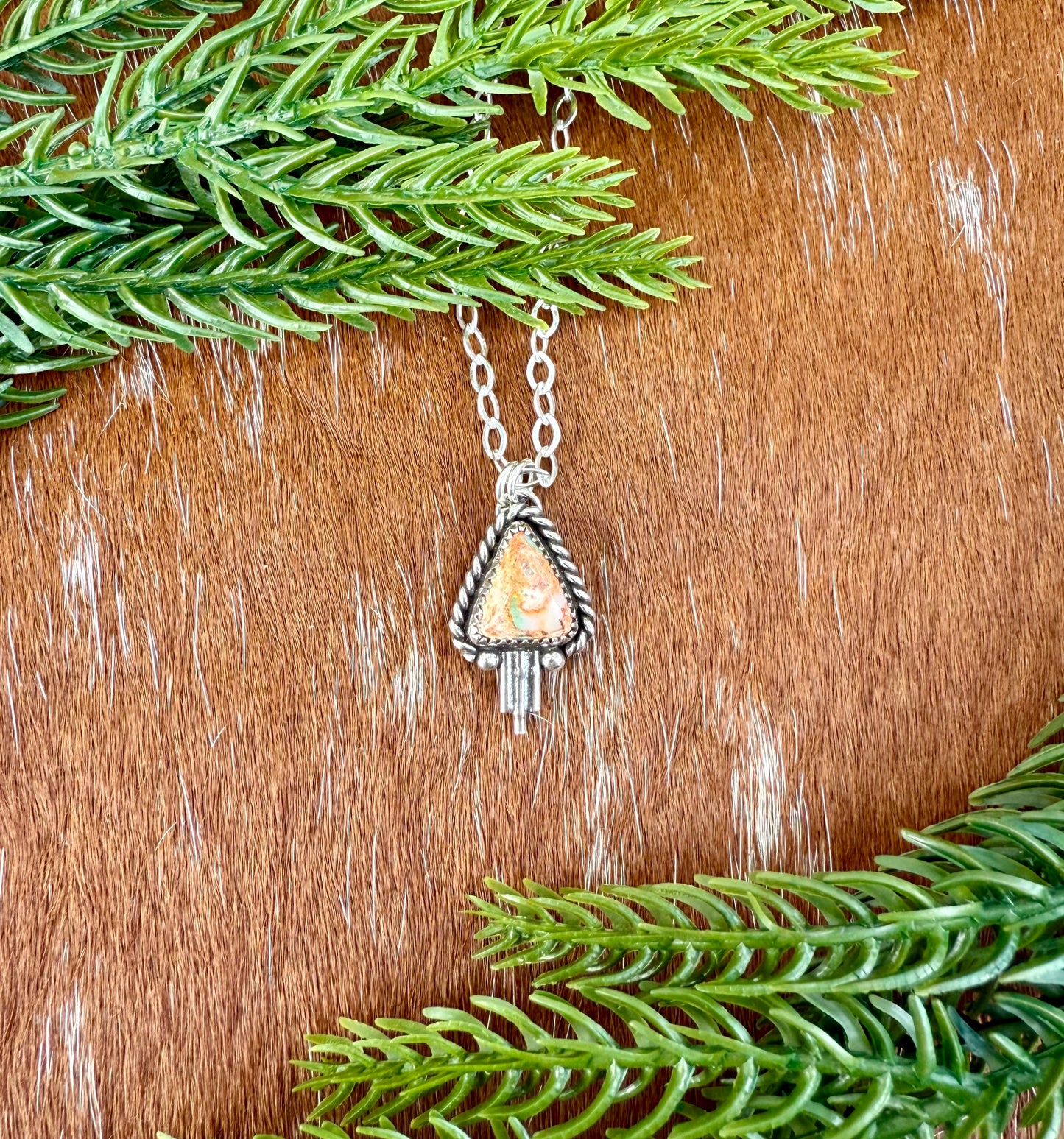 Mexican Fire Opal necklace with silver flare